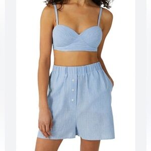 NWT FAVORITE DAUGHTER THE EX-BOYFRIEND BRA Blue Stripe Size M